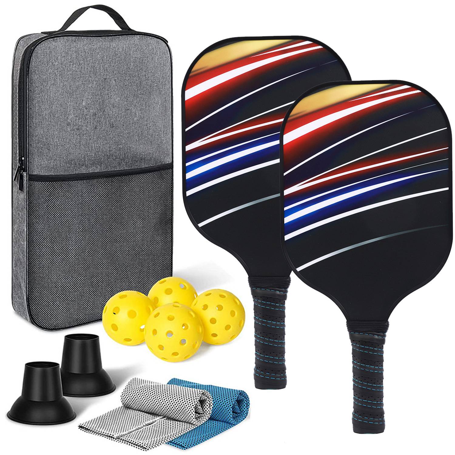 [Ultra-Light match-level carbon fiber-14] Double shot+4 ball+backpack+two sweat towels+two pickups